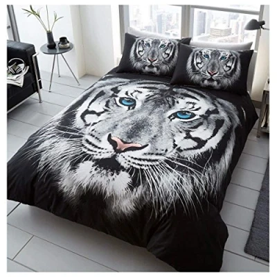 Image of GC GAVENO CAVAILIA Wildlife Duvet Cover Sets, 3D Animal Bedding Set, Soft &amp; Cosy Breathable Comforter Covers, Tiger Face, King