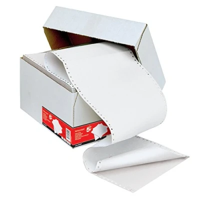 Image of 5 Star 295535 Office Listing Paper Carbonless Perforated 55/55gsm 11inchx241mm Plain White/White [1000 Sheets]
