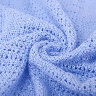 Image of Premium Quality 100% Cotton Cellular Blanket,to Fit (Pram/Cot/Cotbed),Made in EU (COT (100 X 150CM), Blue)