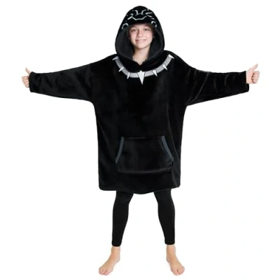 Image of Marvel Oversized Hoodie Blanket for Kids, Black Panther Avengers Gifts Boys (Black Panther)