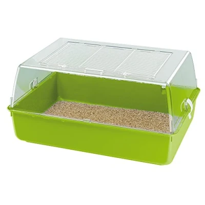 Image of Ferplast MINI DUNA MULTY Hamster Cage Habitat for Rodents, Guinea Pigs, Rabbits Interactive Transparent Design, Easy Access &amp; Cleaning, 71x46xh31,5cm