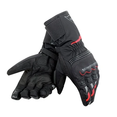 Image of Dainese TEMPEST UNISEX D DRY LONG GLOVES, Black/Red, Size XXXS