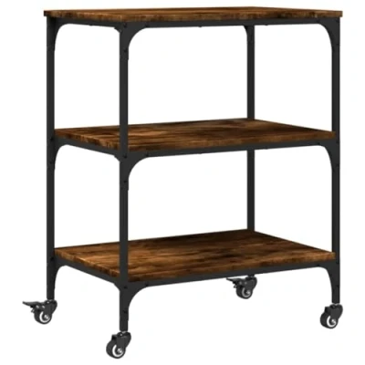 Image of vidaXL Kitchen Trolley Smoked Oak 60x41x76 cm Engineered Wood