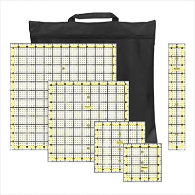 Image of Liquidraw Quilting Ruler Set of 5, Clear Acrylic Rulers Template with Bag