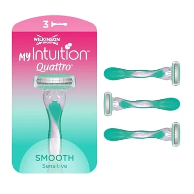 Image of WILKINSON SWORD Quattro For Women Sensitive Comfort Pack of 3 Disposable Razors