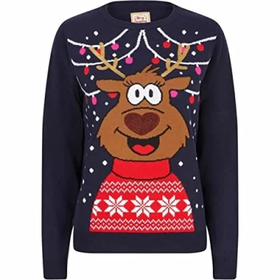 Image of Tokyo Laundry Women&#039;s Party Reindeer Sequin Novelty Christmas Jumper
