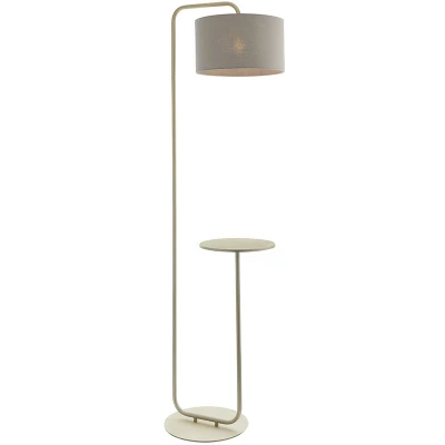 Image of Carrara Floor Lamp Satin Champagne Paint &amp; Slate Grey Fabric