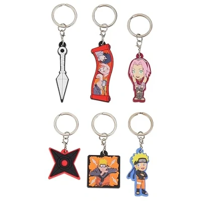 Image of Naruto Boys Wallet and Keyrings for Kids Mini Figures 6 Keychains or Gift Set Anime Gifts (Multi Set)