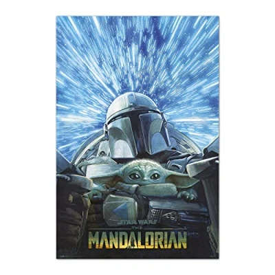 Image of Grupo Erik Star Wars The Mandalorian Hyperspace Poster 36 x 24 inches / 91.5 61 cm Shipped Rolled Up Cool Posters Art &amp; Prints Wall