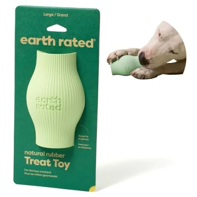 Image of Earth Rated Treat Dispensing Dog Toy, Enrichment Toy for Adult and Puppy Dogs, Slow Feeder, Dishwasher Freezer Safe, Natural Rubber, Large, Green