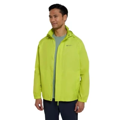 Image of Mountain Warehouse Pakka Mens Waterproof Packable Jacket IsoDry, Lightweight &amp; Breathable Raincoat with Taped Seams Packaway Bag for Spring Summer Travel Lime XXS