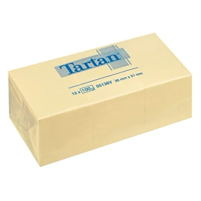 Image of Tartan Notes 38 mm x 51 Pads (Pack of 12) Yellow