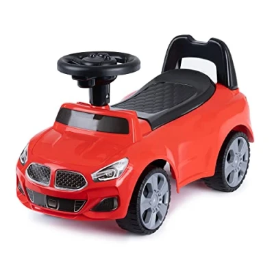 Image of Hillington Kids Ride On Sliding Sports Car Push Along Foot to Buggy For Toddlers Under Seat Storage &amp; Musical Steering Wheel Licensed 18 36 Months Old (Red)