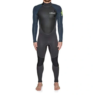Image of 2023 C Skins Mens Element 3/2mm Back Zip Wetsuit Anthracite Slate Lime Breathable Xtend neoprene upper body LT