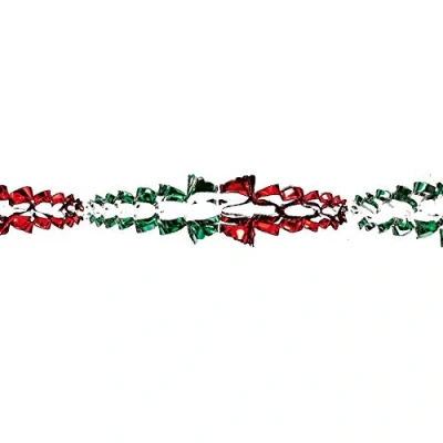 Image of Davies Green/Red Christmas 2 Tone Foil Ceiling Decorations 15cm x 2.7M Garland
