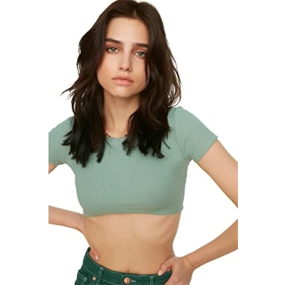 Image of Trendyol Women Slim fit Basic Crew Neck Knit Blouse Mint