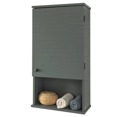 Image of SoBuy BZR25 DG, Wall Mounted Single Door Bathroom Storage Cabinet Medicine Cabinet, Grey