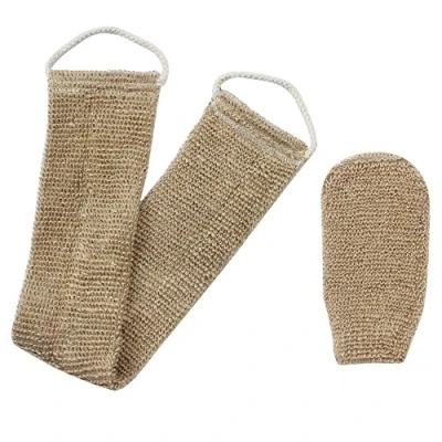 Image of Homgaty Hemp Back Scrubber, 100% Natural Exfoliating Strap with Mitt, Loofah Scrubber Handles for Shower Bath Men and Women (Brown)
