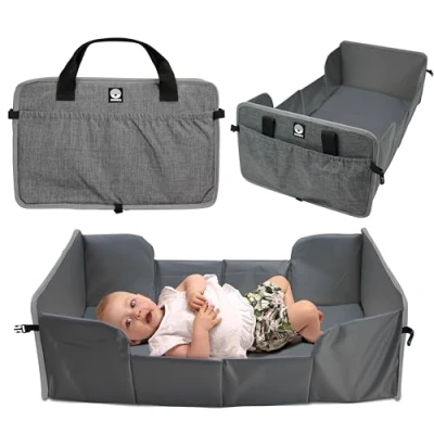 Image of Dooky Portable Pop Up Baby Travel Cot/ Crib, Lightweight, Compact, Includes 1 cm Thick Mattress (38 x 73 cm), Folded out 41 75 cm, 26 Suitable upto 6 Months Age, Grey Melange