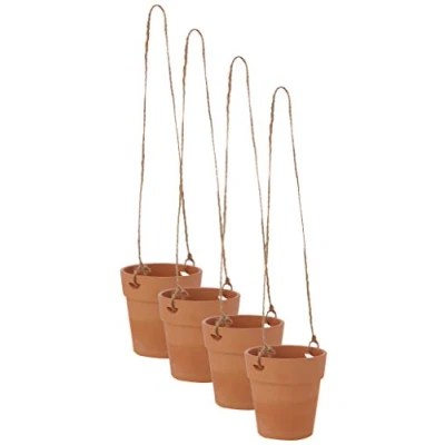 Image of Baker Ross AT871 Decorate Your Own Terracotta Hanging Flowerpots, Creative Art and Craft Supplies for Kids to Make, Personalise (Pack of 4), Assorted