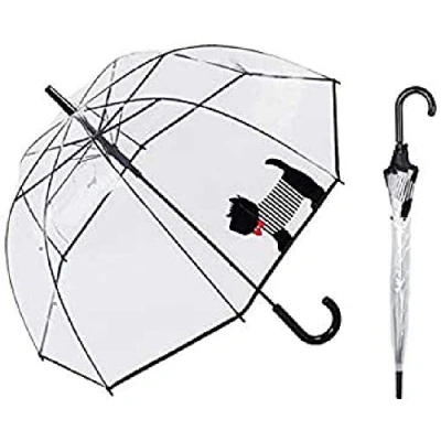 Image of Susino Scottie Dog Clear Domed Umbrella, Black/Red