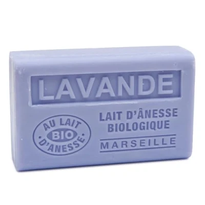 Image of Label Provence Savon de Marseille French Soap Made With Fresh Organic Donkey Milk Lavender Fragrance 125 Gram Bar