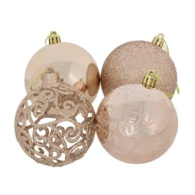 Image of Mr Crimbo 24 Pack Christmas Tree Baubles Decorations Ornaments 8cm Rose Gold