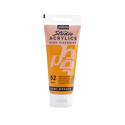 Image of Pébéo 831 052 Studio Acrylics Fine Acrylic Paint Yellow Dark Cadmium Hue, 100 ml
