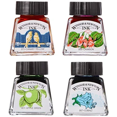 Image of Winsor &amp; Newton W&amp;N Drawing Ink Collection Set of 4 (Vibrant Tones), 14ml
