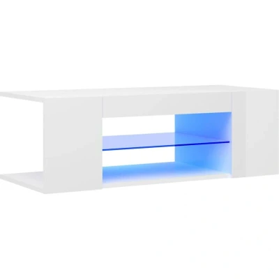 Image of vidaXL TV Cabinet with LED Lights Hifi Stand Entertainment Centre Modern Unit Desk Lowboard Bedroom Living Room Furniture High Gloss White
