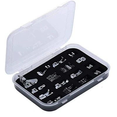 Image of ANCLLO 16pcs Professional Sewing Machine Presser Feet Kit Multifunction Hem Foot Spare Parts Accessories for Low Shank, Brother, Singer, Janome, Viking, Toyota, Simplicity, Kenmore