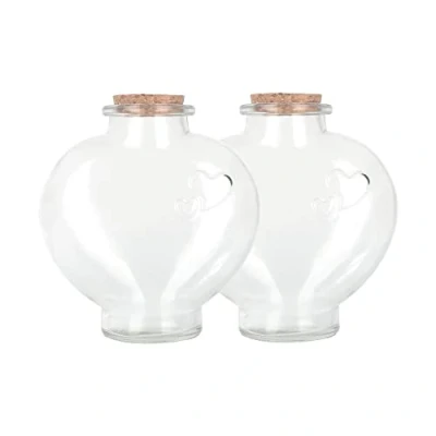 Image of Magic Season Decorative Glass Bottles with Cork Stoppers (355 ml Heart Shaped / 2 Pcs)