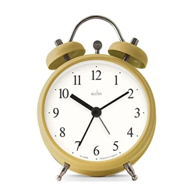 Image of Acctim Haven Analogue Faux Double Bell Small Alarm Clock (Curry Powder)
