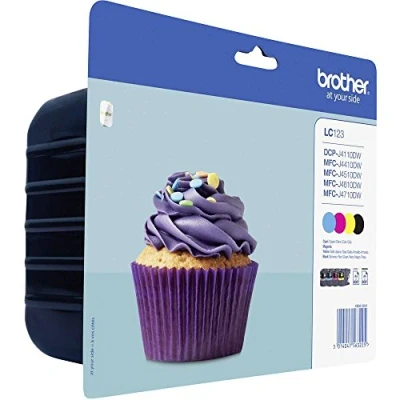 Image of Brother LC 123 Ink Cartridges (Black, Cyan, Magenta, Yellow, DCP J4110DW MFC J4410DW J4510DW J4610DW, Inkjet)