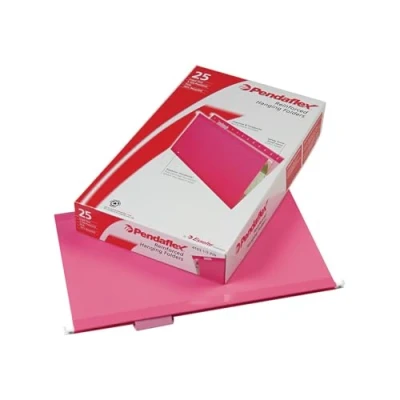 Image of Pendaflex 04153 1/5 PIN Reinforced Hanging Folders, Legal Size, Pink, Cut, 25/BX (4153 PIN)