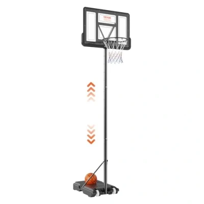 Image of VEVOR Basketball Hoop, 4 10 ft Adjustable Height Portable Backboard System, 44 inch Hoop &amp; Goal, Kids Adults Set with Wheels, Stand, and Fillable Base, for Outdoor/Indoor