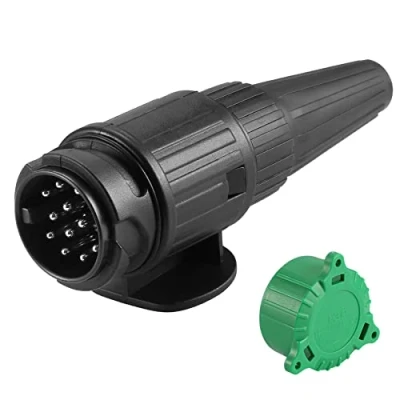 Image of SPARKMOTO 13 Pin Trailer Plug Male,12V Light Board With Green Parking Protect Cover Male 13pin Towbar Towing For Caravan Motorhome Cars Vans Plug(New,1hole)