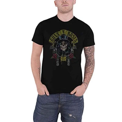 Image of Guns N&#039; Roses Men&#039;s Slash &#039;85 T Shirt, Black (Black Black), Medium (Size:Medium)