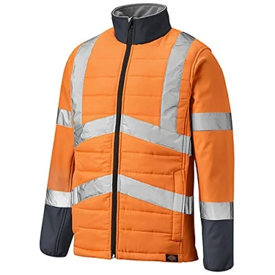 Image of Dickies Men&#039;s HI Vis Loudon Jacket Work Utility Outerwear, Orange/Navy, S