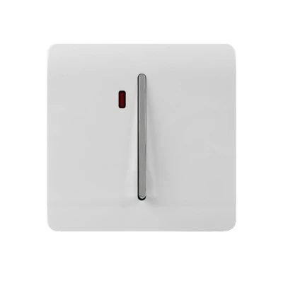 Image of Trendi Artistic Modern Glossy 20 A Tactile Light Switch &amp; Neon Insert White ART WHS1WH