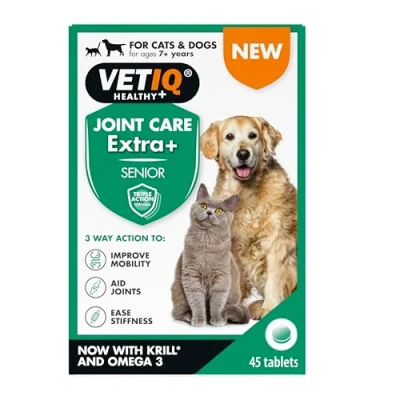 Image of VETIQ Joint Care Extra + Senior For Cats &amp; Dogs 7+ Years, Supplements to Help Improve Mobility, Aid Joints Ease Stiffness, 45 Tablets
