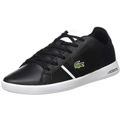 Image of Lacoste Novas 120 1 SMA Mens Black/White Trainers Leather (archived) Size UK 6.5