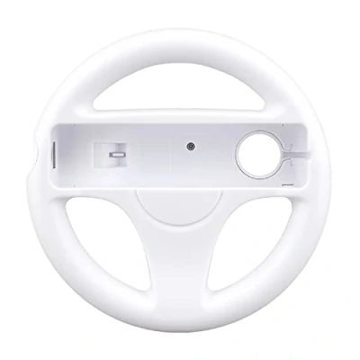 Image of OSTENT Mario Kart Racing Games Steering Wheel Compatible for Nintendo Wii Remote Controller Color White