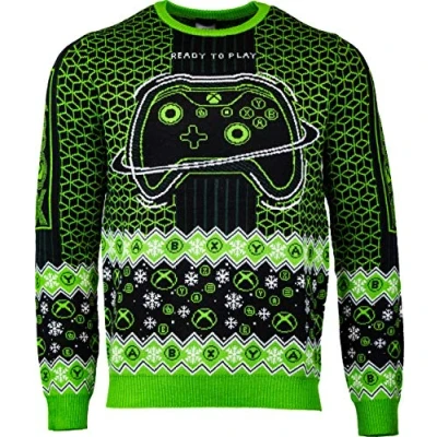 Image of Numskull Xbox Ready to Play Official Unisex Knitted Jumper, Large Ugly Novelty Christmas Sweater Gift