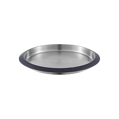 Image of Buckingham Stainless Steel round serving/bar tray Bar 35 cm (Black border)
