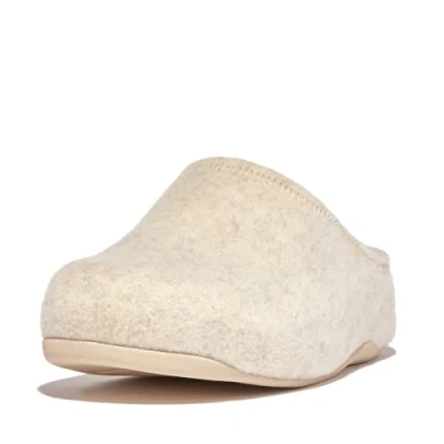 Image of Fitflop Women&#039;s SHUV e01 Cushy Felt Clog Slippers Shoe, Ivory, 9 UK