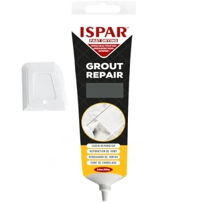 Image of Ispar Tile Grout Repair, 250 g Anthracite Grey Reviver, Fast Drying Premixed with Spatula, Ideal for Bathroom, Kitchen &amp; Floor Tiles Renewal