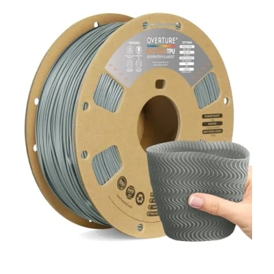 Image of OVERTURE TPU High Speed Filament 1.75mm Flexible 95A Roll, 3D Printer Filament,Dimensional Accuracy +/ 0.02 mm, Fit Most FDM Printer(HS Gray)
