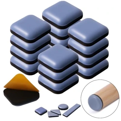 Image of Furniture Sliders For Carpet And Hardwood Floors Adhesive Glides Self Stick pads (square22mm, 16)