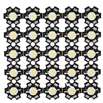 Image of LED Chip, SMD, Riuty 25Pcs Chip High Power Bulb 3W Bright Integrated Light Source Bead Spotlight for Lamp Beads DIY Lighting (10000 15000K)